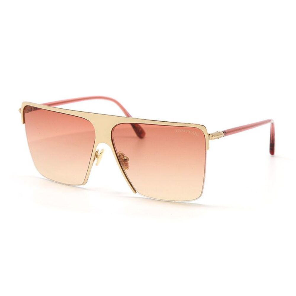 Tom Ford Sunglasses Square Semi Rim, Rose Gold Frame and Gradient Bordeaux Lens